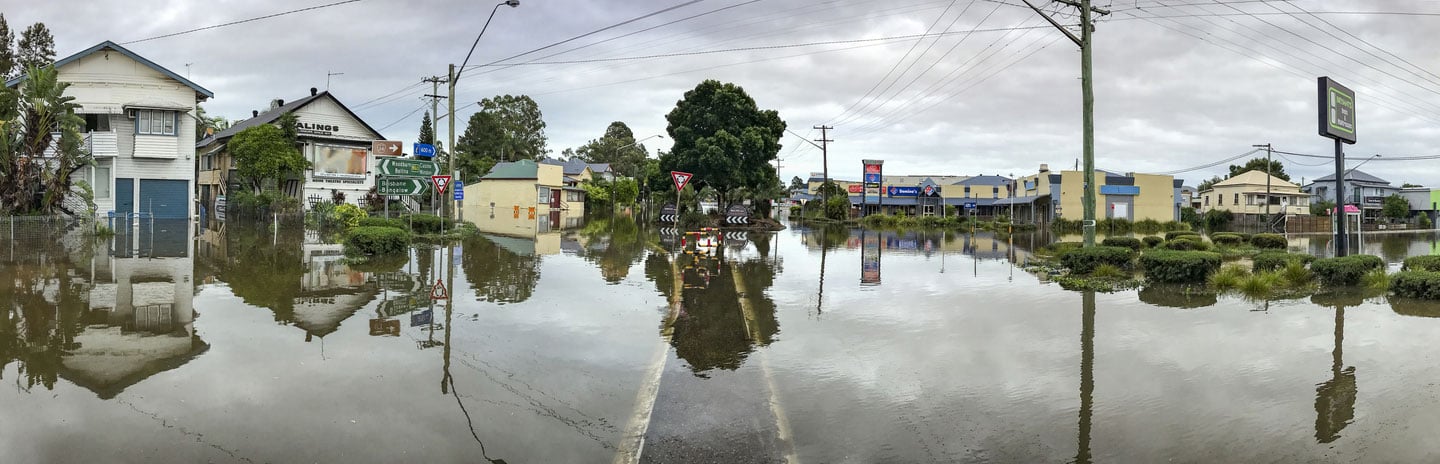 Flooded Streets and Buildings of Lismore NSW Australia