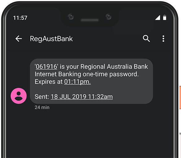 Receive a One-time password SMS from Internet Banking